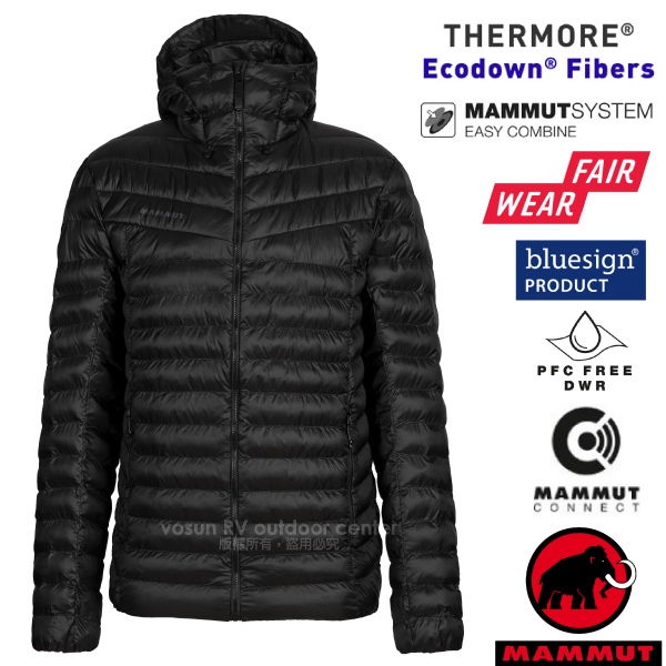 【MAMMUT 長毛象】男 Albula IN 輕量保暖防風連帽羽絨外套/1013-01780-0001 黑✿30E010